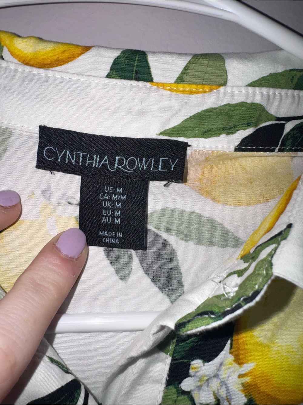 Cynthia Rowley White Lemon Print Short Sleeve Shirt Dress - Picture 3 of 4